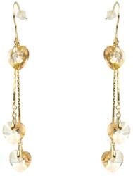 Pami Accessories Cercei dama cu cristale Swarovski inima, placati cu aur, 7 x 1 cm, Auriu/Bej
