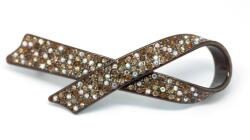Pami Accessories Clama de par cu cristale Swarovski, panglica, maro