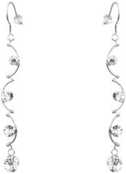 Pami Accessories Cercei dama cu cristale Swarovski, placati cu aur alb, 7x0.6 cm, CCC-40, Argintiu
