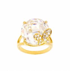 Pami Accessories Inel cu cristal Swarovski si fluturas, placat cu aur 14K, 18 mm