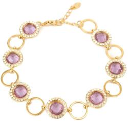 Pami Accessories Bratara de dama cu cristale rotunde, BC-160, 16+3 cm, Auriu roze/Lila