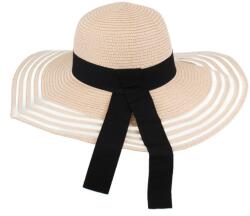 Pami Accessories Palarie dama de plaja din paie cu banda negra, 57 cm, Roz