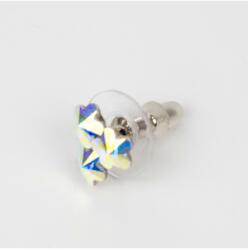 Pami Accessories Cercei dama cu cristale Swarovski flori, 11x11 mm, CCC-60, Argintiu