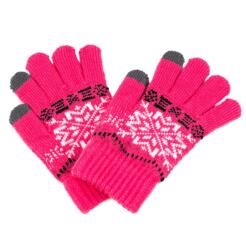 Pami Accessories Manusi tricotate pentru fete Snow Flower 5-8 ani, MF-720-160, Roz