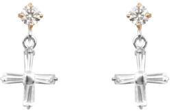 Pami Accessories Cercei dama cruce cristal placati cu aur, CCC-30, 18x9 mm, Auriu/Argintiu