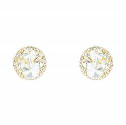 Pami Accessories Cercei dama rotunzi cu cristale Swarovski, placati cu aur, 2 x 2 cm, Auriu