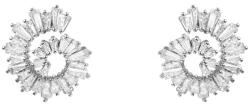 Pami Accessories Cercei dama spirala cu cristale zirconiu, placati cu aur alb, 1.8 x 1.7 cm, Argintiu