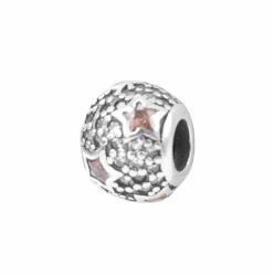 Pami Accessories Talisman Lucky Stars Argint S925 cu cristale zirconiu argintiu/roz