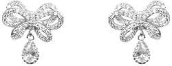 Pami Accessories Cercei dama cu strasuri zirconiu, placati cu aur alb, 1.5x1.5 cm, CCC-100, Argintiu