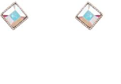 Pami Accessories Cercei dama romb placati cu aur alb, CCC-30, 7x7 mm, Argintiu