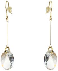 Pami Accessories Cercei dama lungi cu cristal Swarovski oval, placati cu aur, 5.5 x 1.4 cm, Auriu