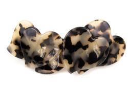  Clama de par cu inimioare, PAR-30, 9x4 cm, Negru/Bej