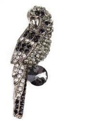 Pami Accessories Brosa dama papagal cu strasuri zirconiu si cristal, negru