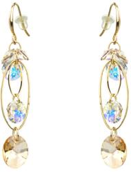 Pami Accessories Cercei dama cu cristale Swarovski, placati cu aur, 5.5 x 1.2 cm, Bej