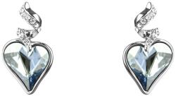 Pami Accessories Cercei dama cu cristal Swarovski inima si strasuri, placati cu aur alb, 2.5 x 1.3 cm, Bleu