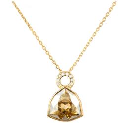 Pami Accessories Colier cu cristal Swarovski triunghi si strasuri, placat cu aur, 41 + 5 cm, CLC-80, Auriu/Bej
