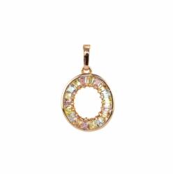 Pami Accessories Pandantiv placat cu aur roz 14k, cu element zirconiu, oval, multicolor