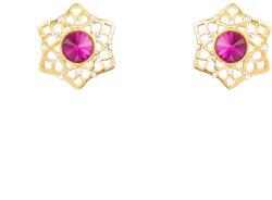 Pami Accessories Cercei dama Natasha placati cu aur, CCC-30, 18x18 mm, Auriu/Ciclam