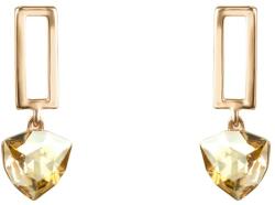 Pami Accessories Cercei dama dreptunghi cu cristal Swarovski, 3.3x1.2 cm, CCC-90, Auriu roze/Bej