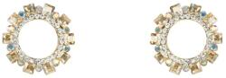Pami Accessories Cercei dama rotunzi cu cristale Swarovski, placati cu aur, 1.9 x 1.9 cm, Auriu/Bej