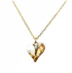 Pami Accessories Colier cu cristal Swarovski inima mica, placat cu aur, 40 + 5 cm, CLC-80, Auriu/Bej