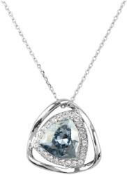 Pami Accessories Colier cu cristal Swarovski triunghi, placat cu aur alb, 41 + 5 cm, CLC-80, Argintiu/Bleu