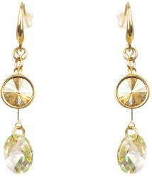 Pami Accessories Cercei dama cu cristale Swarovski rotunde, placati cu aur, 5x1.2 cm, CCC-80, Auriu
