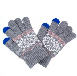 Pami Accessories Manusi tricotate pentru fete Snow Flower 5-8 ani, MF-720-160, Gri