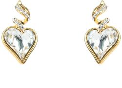 Pami Accessories Cercei dama cu cristal Swarovski inima si strasuri, placati cu aur, 2.5 x 1.3 cm, Auriu