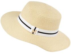 Pami Accessories Palarie dama de oras din paie cu banda dungi, 57 cm, Bej