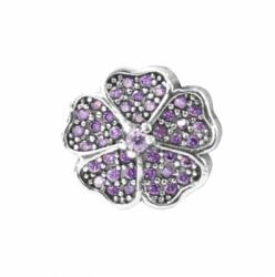 Pami Accessories Talisman Floare mov Argint S925 cu cristale zirconiu