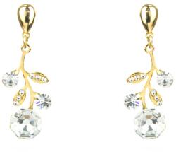 Pami Accessories Cercei dama floare cu cristal Swarovski si strasuri, 3.5x1.3 cm, CCC-90, Auriu