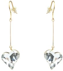 Pami Accessories Cercei dama cu cristal Swarovski inima, placati cu aur, 5.5 x 1.6 cm, Auriu