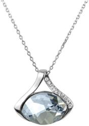 Pami Accessories Colier cu cristal Swarovski oval si strasuri, placat cu aur alb, 41 + 5 cm, CLC-80, Argintiu/Bleu