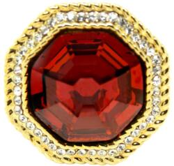 Pami Accessories Inel placat cu aur Crystal, 17.2 mm, IC-70, Rosu/Auriu