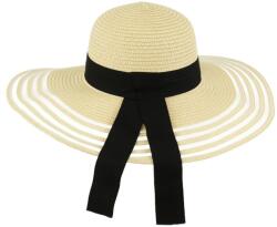 Pami Accessories Palarie dama de plaja din paie cu banda negra, 57 cm, Bej