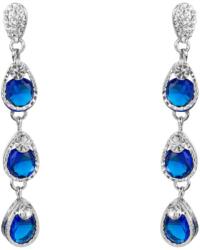Pami Accessories Cercei dama cu cristale Swarovski lacrima, placati cu aur alb, 4.5 x 0.7 cm, Albastru