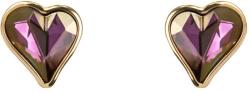 Pami Accessories Cercei dama cu cristal Swarovski inima, placati cu aur roz, 1.3 x 1.5 cm, Auriu roze/Mov
