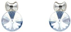 Pami Accessories Cercei dama cristal Swarovski rotund si fundita, 15x11 mm, CCC-60, Argintiu/Bleu