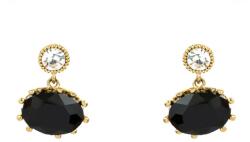 Pami Accessories Cercei dama cu cristal Swarovski negru, 2x1.5 cm, CCC-80, Negru