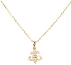 Pami Accessories Colier floare de crin cu strasuri placat cu aur, CLC-50, 38 + 5 cm, Auriu