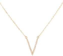 Pami Accessories Colier in " V" cu strasuri placat cu aur roz, CLC-60, 39 + 5 cm, Auriu roze