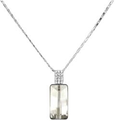 Pami Accessories Colier cu cristal Swarovski dreptunghi si strasuri, placat cu aur alb, 39 + 3 cm, CLC-40, Argintiu/Bej