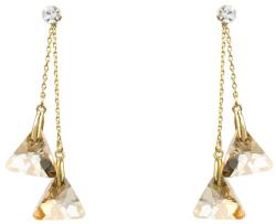 Pami Accessories Cercei dama cu cristale Swarovski triunghi, placati cu aur, 5 x 1.3 cm, Auriu/Bej