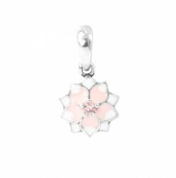 Pami Accessories Talisman pandantiv floare roz Argint S925 cu cristal zirconiu