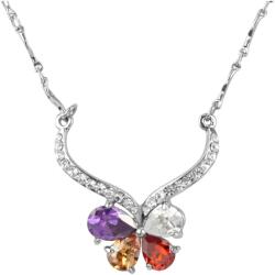 Pami Accessories Colier cu cristale Swarovski si strasuri, placat cu aur alb, 40 + 3 cm, CLC-80, Multicolor