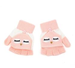 Pami Accessories Manusi tricotate pentru copii Pami Owl Roz, 3-8 ani