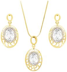 Pami Accessories Set colier si cercei cu cristale Swarovski, placate cu aur 14K, SC-190-2, auriu