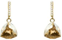 Pami Accessories Cercei dama cu cristal Swarovski si strasuri, placati cu aur, 2.5 x 1.2 cm, Auriu/Bej
