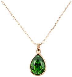 Pami Accessories Colier cu cristal Swarovski lacrima placat cu aur roz, CLC-90, 38 + 5 cm, Auriu roze/Verde